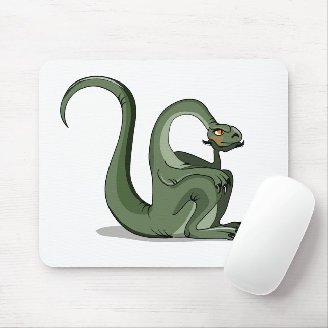 Illustration Of A Cartoon Brontosaurus Thinking. Mouse Mat (With Mouse)