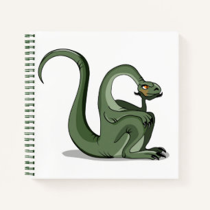 Illustration Of A Cartoon Brontosaurus Thinking. Notebook
