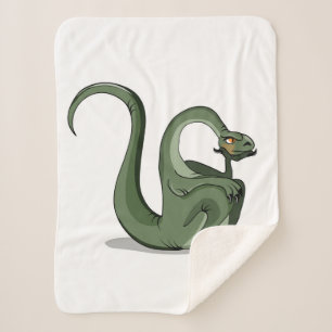 Illustration Of A Cartoon Brontosaurus Thinking. Sherpa Blanket