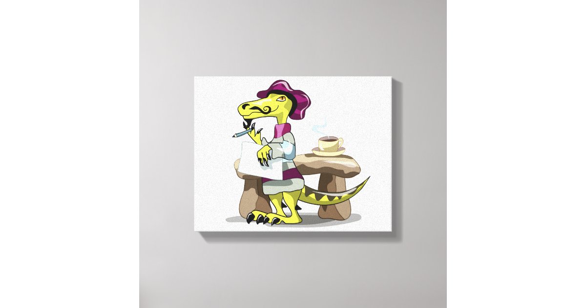 Illustration Of A Cartoon Raptor Poet Thinking. Canvas Print | Zazzle