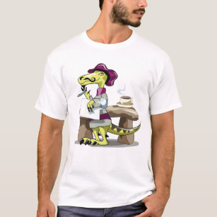 Illustration Of A Cartoon Raptor Poet Thinking. T-Shirt