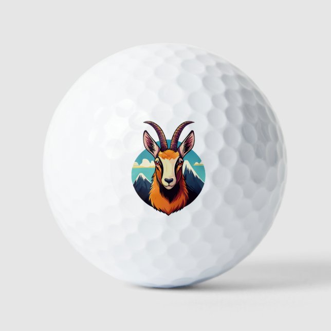 Illustration of a chamois head golf balls (Front)