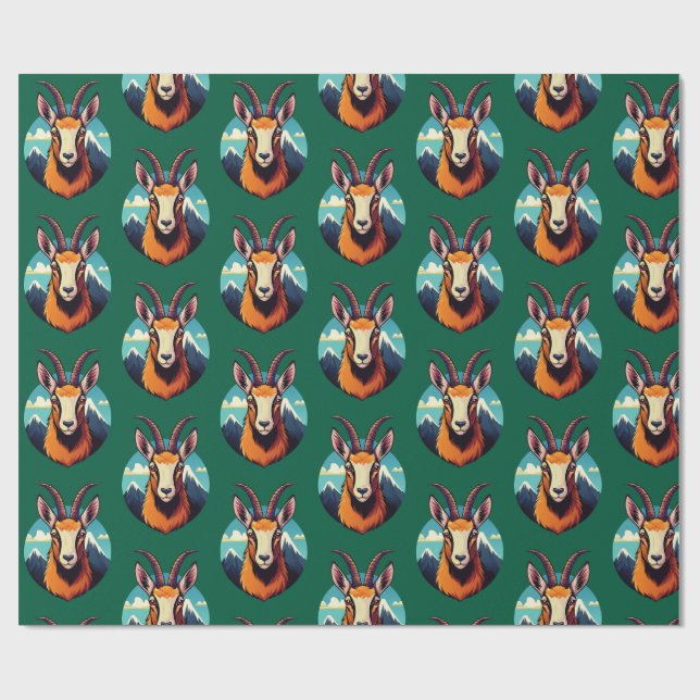 Illustration of a chamois head wrapping paper (Flat)