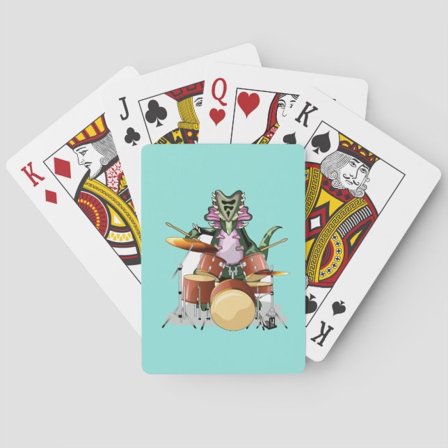 Illustration Of A Chasmosaurus Playing The Drums. Cards (Back)
