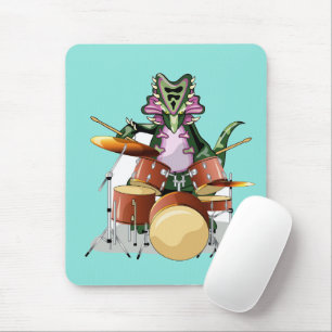 Illustration Of A Chasmosaurus Playing The Drums. Mouse Mat