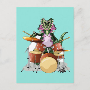Illustration Of A Chasmosaurus Playing The Drums. Postcard