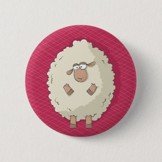 Illustration of a cute and funny giant sheep 6 cm round badge