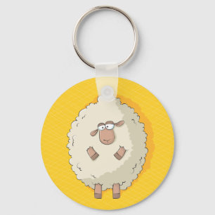 Illustration of a cute and funny giant sheep key ring