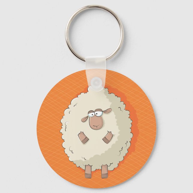 Illustration of a cute and funny giant sheep key ring (Front)