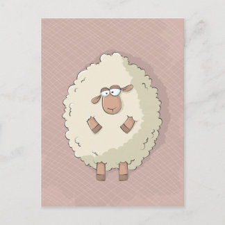 Illustration of a cute and funny giant sheep postcard