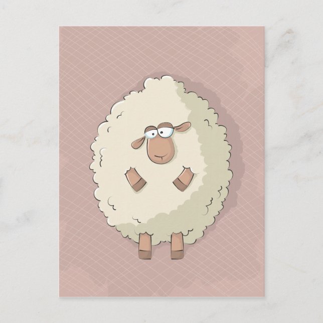 Illustration of a cute and funny giant sheep postcard (Front)