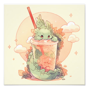 Illustration of a cute dragon photo print