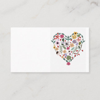 Illustration of a floral heart on business cards