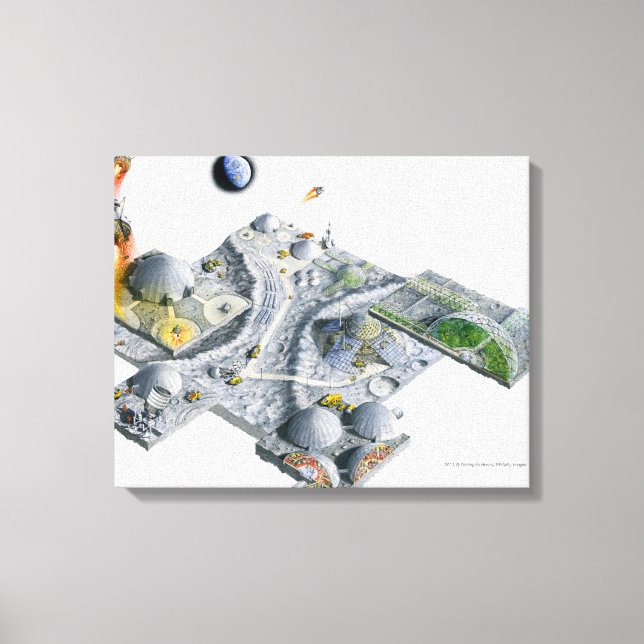 Illustration of a futuristic base on the Moon Canvas Print (Front)