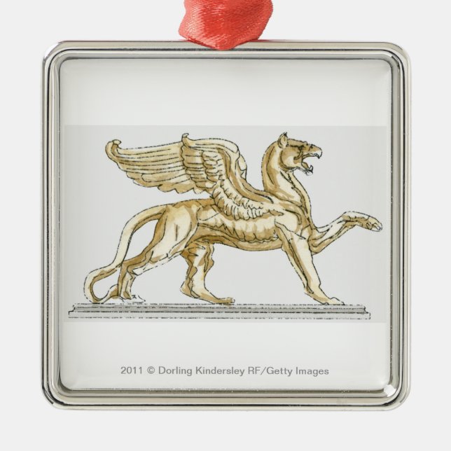 Illustration of a griffin statue metal tree decoration (Front)