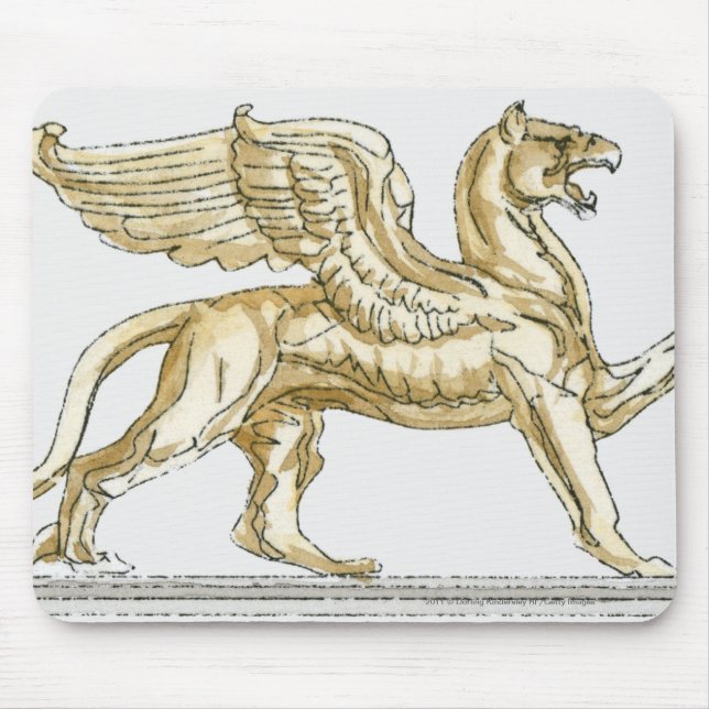 Illustration of a griffin statue mouse mat (Front)