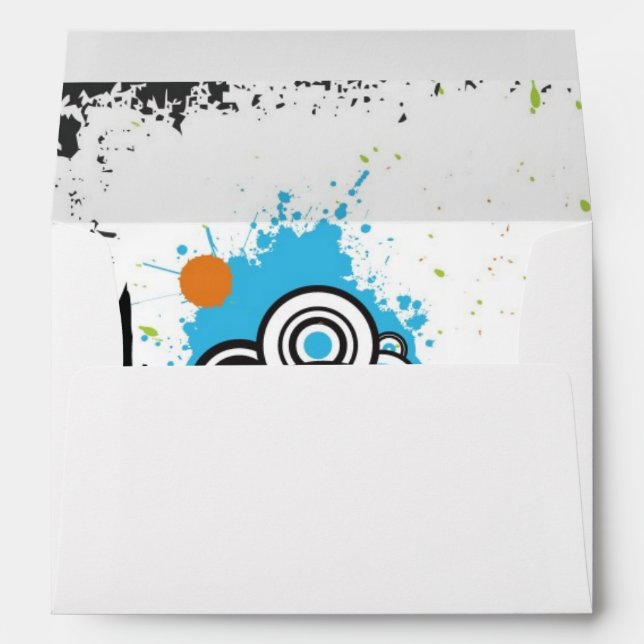 Illustration of a grungy cityscape envelopes (Back (Bottom))