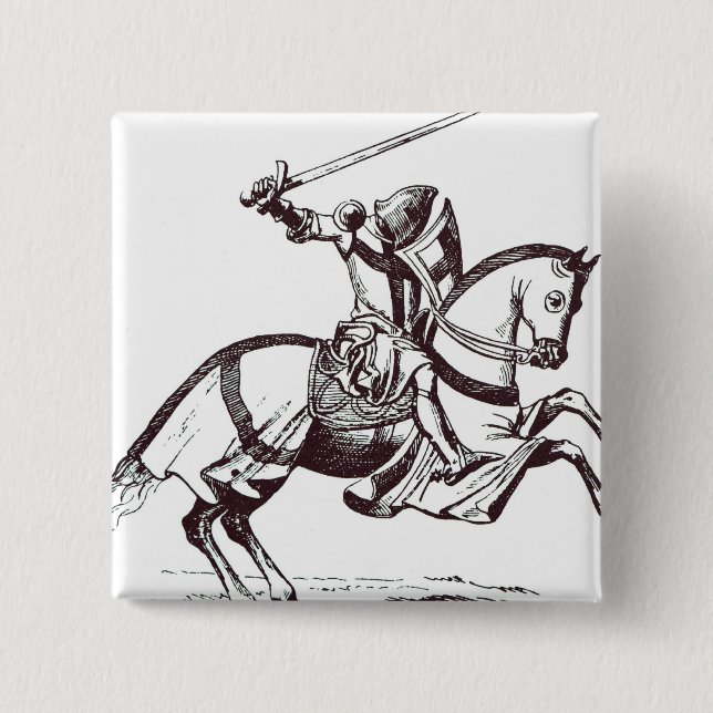 Illustration of a Knight Templar 15 Cm Square Badge (Front)