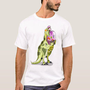 Illustration Of A Lambeosaurus Holding An Egg. T-Shirt