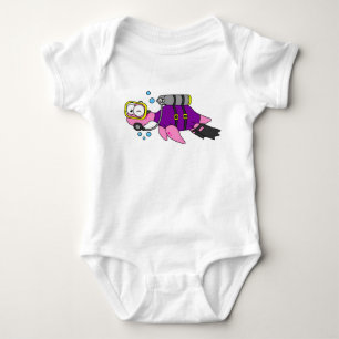 Illustration Of A Loch Ness Monster Scuba Diver. Baby Bodysuit
