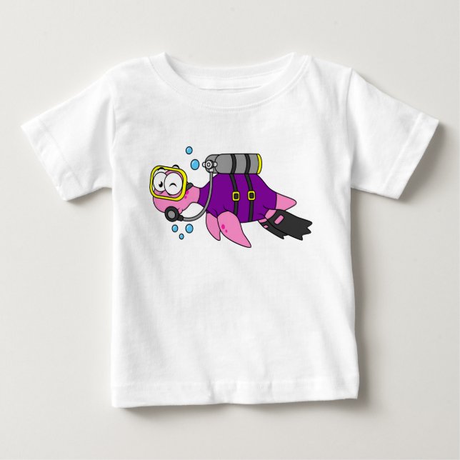 Illustration Of A Loch Ness Monster Scuba Diver. Baby T-Shirt (Front)