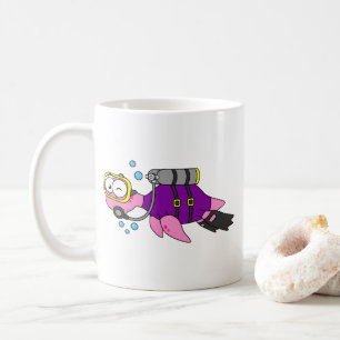 Illustration Of A Loch Ness Monster Scuba Diver. Coffee Mug