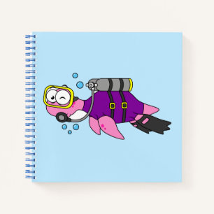 Illustration Of A Loch Ness Monster Scuba Diver. Notebook