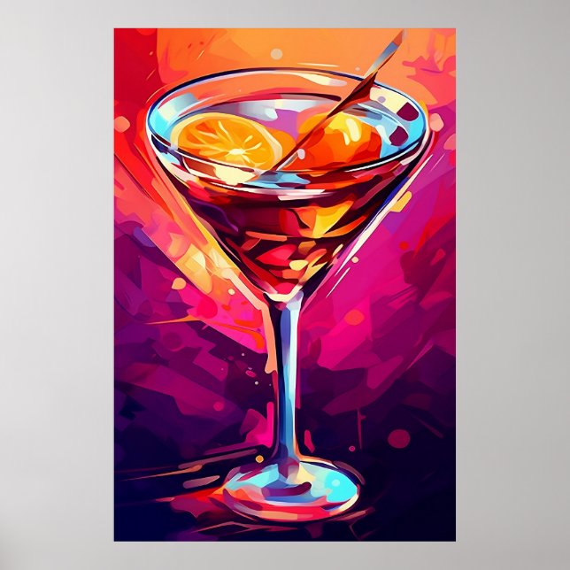 Illustration of a Martini ArtPrint Poster Wall Art (Front)