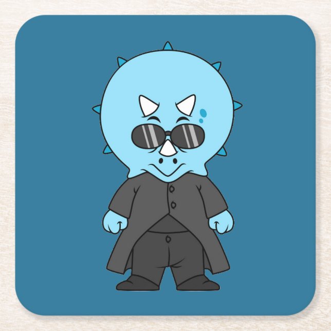 Illustration Of A Matrix Triceratops. Square Paper Coaster (Front)