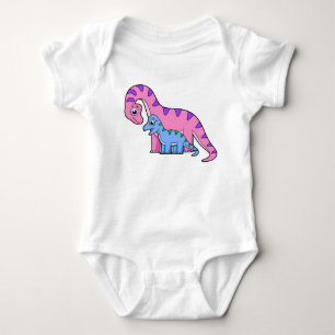 Illustration Of A Mother And Child Brachiosaurus. Baby Bodysuit