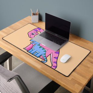 Illustration Of A Mother And Child Brachiosaurus. Desk Mat