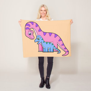 Illustration Of A Mother And Child Brachiosaurus. Fleece Blanket