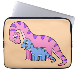 Illustration Of A Mother And Child Brachiosaurus. Laptop Sleeve