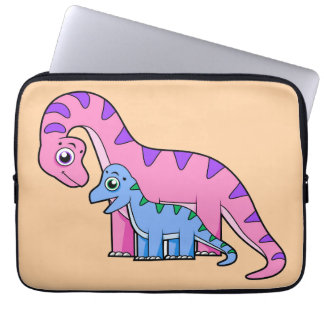 Illustration Of A Mother And Child Brachiosaurus. Laptop Sleeve