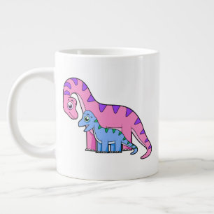 Illustration Of A Mother And Child Brachiosaurus. Large Coffee Mug