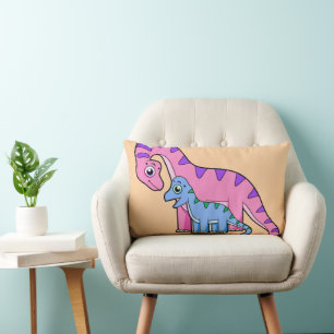 Illustration Of A Mother And Child Brachiosaurus. Lumbar Cushion