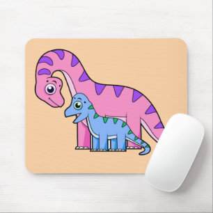 Illustration Of A Mother And Child Brachiosaurus. Mouse Mat
