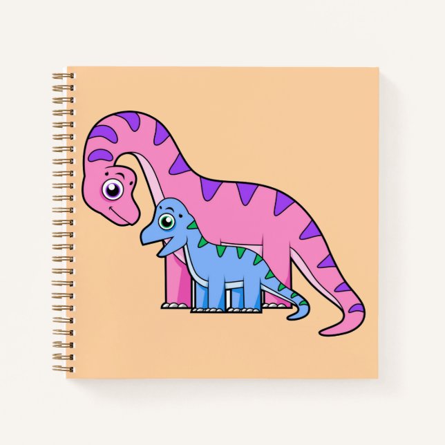 Illustration Of A Mother And Child Brachiosaurus. Notebook (Front)