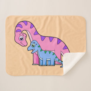 Illustration Of A Mother And Child Brachiosaurus. Sherpa Blanket