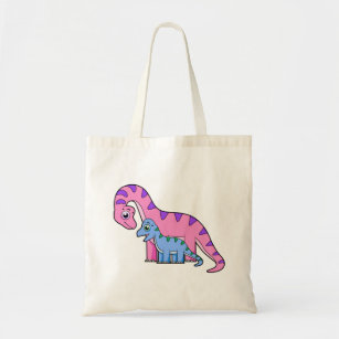 Illustration Of A Mother And Child Brachiosaurus. Tote Bag