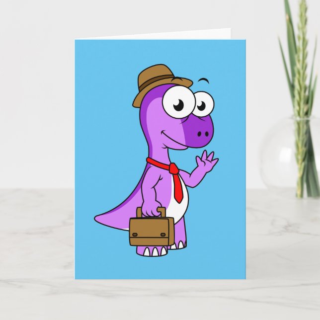 Illustration Of A Pachycephalosaurus Businessman. Card (Front)