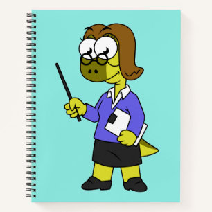 Illustration Of A Pachycephalosaurus Teacher. Notebook