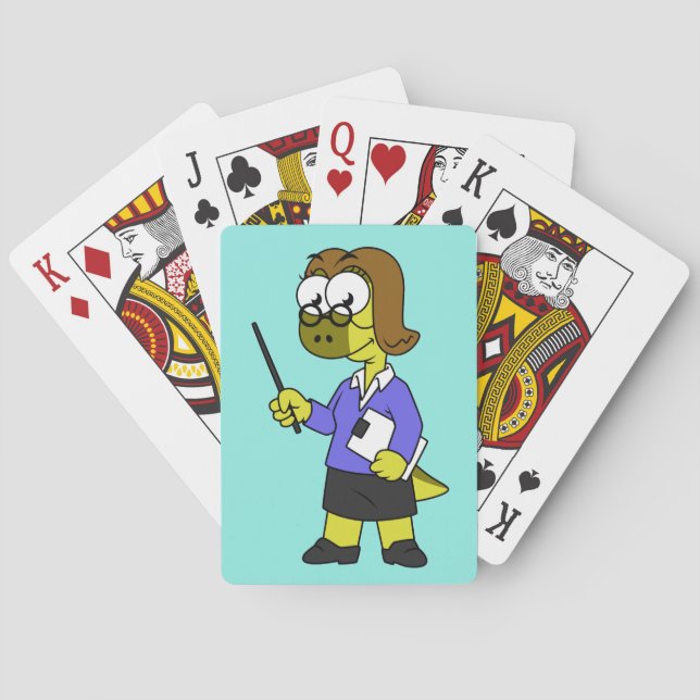 Illustration Of A Pachycephalosaurus Teacher. Playing Cards (Back)
