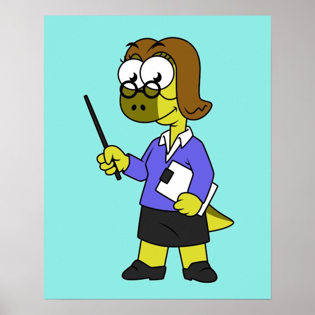 Illustration Of A Pachycephalosaurus Teacher. Poster (Front)