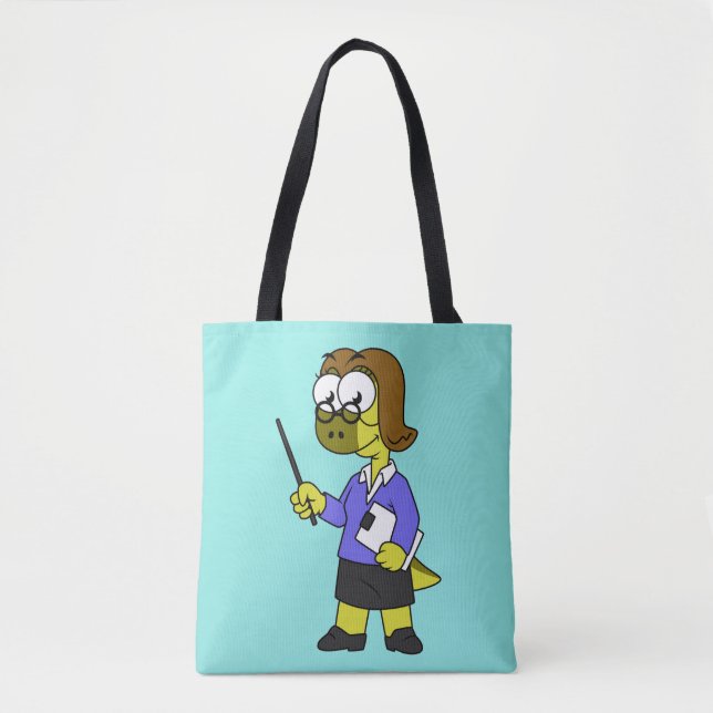 Illustration Of A Pachycephalosaurus Teacher. Tote Bag (Front)