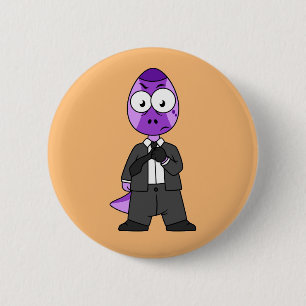 Illustration Of A Pachycephalosaurus Transporter. 6 Cm Round Badge