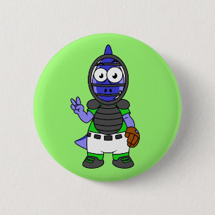 Illustration Of A Parasaurolophus Baseball Catcher 6 Cm Round Badge