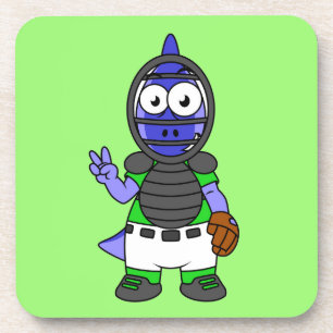 Illustration Of A Parasaurolophus Baseball Catcher Coaster