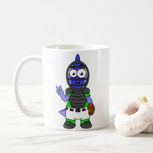 Illustration Of A Parasaurolophus Baseball Catcher Coffee Mug