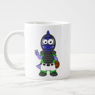 Illustration Of A Parasaurolophus Baseball Catcher Large Coffee Mug